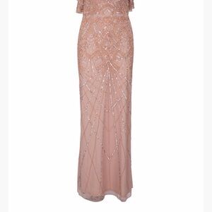 Adrianna Papell Blush Beaded Maxi Dress